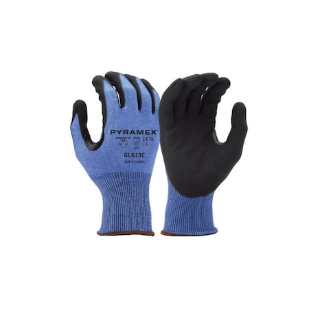 Pyramex Nitrile Glove, Cut Level A4 , Dipped , Nitrile , M GL613CM